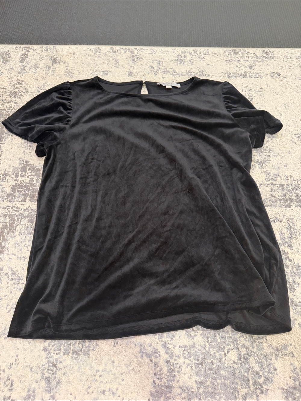 Loft Black Velvet Short Sleeve Women's Top